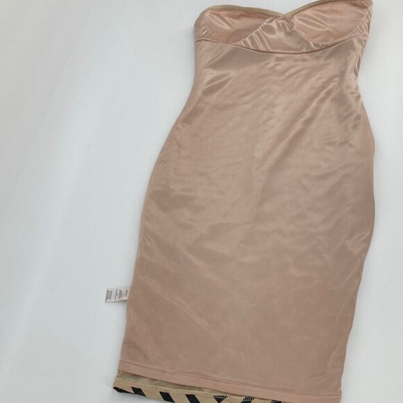 Gold Label Wow Couture Womens Tan Black Strapless Bodycon Dress Size M - Picture 8 of 11